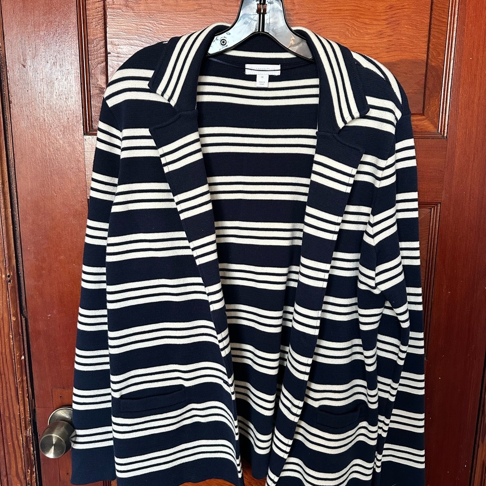 Charter Club Navy and White Striped Sweater